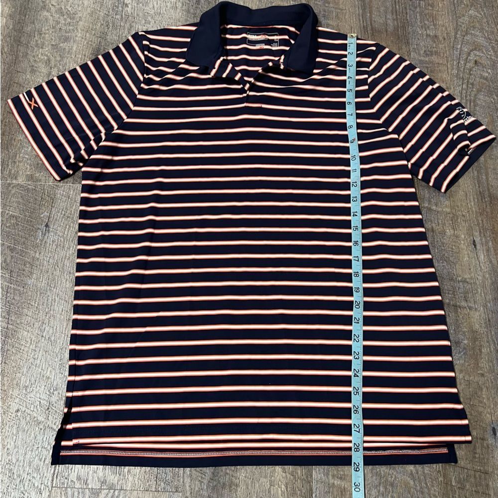 RLX Ralph Lauren Polo Shirt Mens Large Blue Orange Striped Golf Performance - Picture 2 of 9